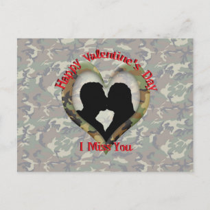 Camouflage Heart - Missing You on Valentine's Day Holiday Postcard