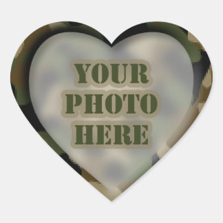 Camouflage Heart Photo Stickers