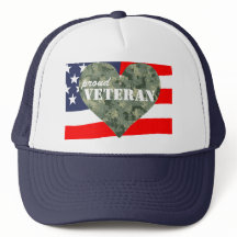 Camouflage Heart Proud Veterans Hat