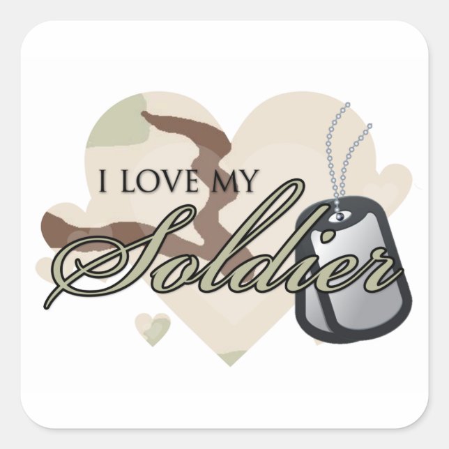 Camouflage Heart Square Sticker (Front)