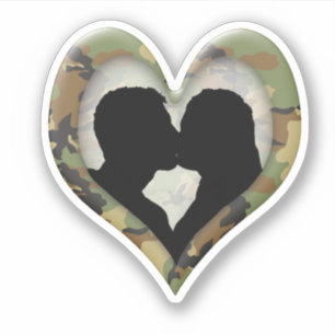 Camouflage Heart with Kissing Couple