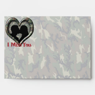 Camouflage Heart with Kissing Couple Miss You Envelopes