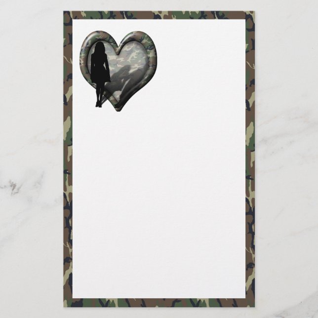 Camouflage Heart - Woman Missing Man Stationery (Front)