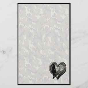 Camouflage Heart - Woman Missing Man (w/Text) Stationery