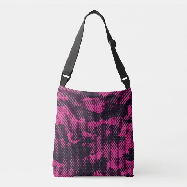 Camouflage hexagonal, military texture background crossbody bag (Front)