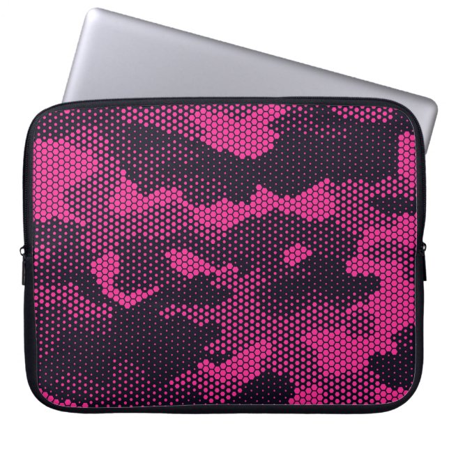 Camouflage hexagonal, military texture background laptop sleeve (Front)