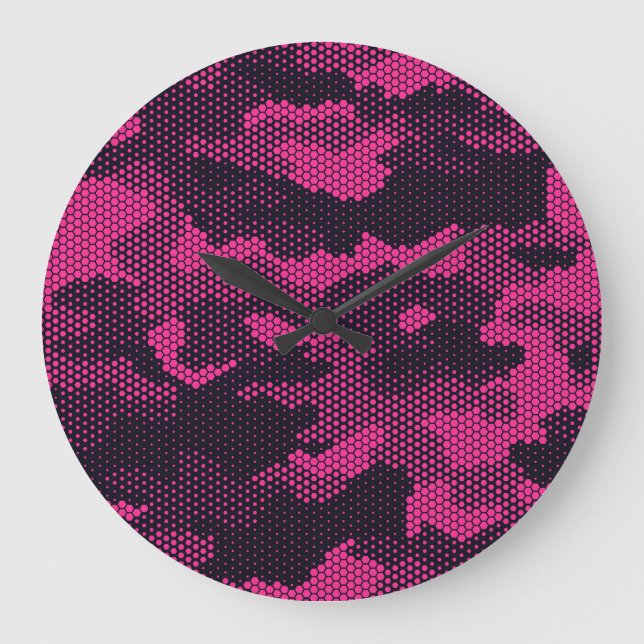 Camouflage hexagonal, military texture background large clock (Front)