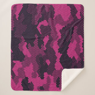 Camouflage hexagonal, military texture background sherpa blanket