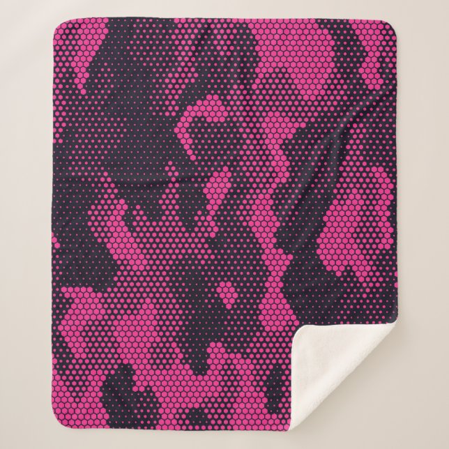 Camouflage hexagonal, military texture background sherpa blanket (Front)