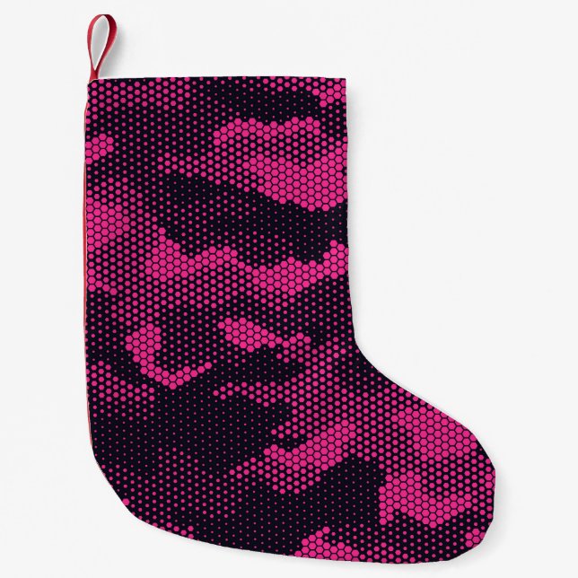 Camouflage hexagonal, military texture background small christmas stocking (Front)