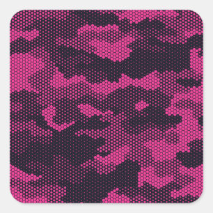Camouflage hexagonal, military texture background square sticker
