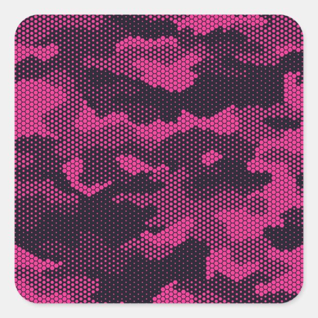 Camouflage hexagonal, military texture background square sticker (Front)