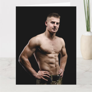 Camouflage Hot Guy Greetings Card