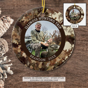 Camouflage Hunter One Photo Personalised Ceramic Tree Decoration