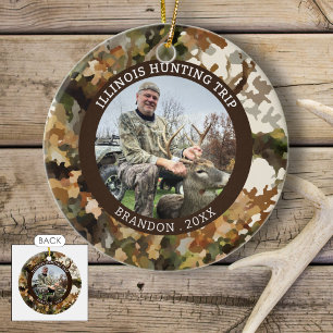 Camouflage Hunting One Photo Personalised Ceramic Tree Decoration