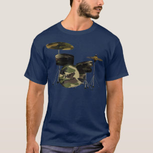 Camouflage Jazz Drum set graphic design for T-Shirt
