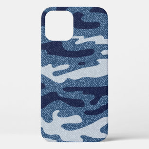 Camouflage Jeans Background. Vintage Spotted Denim iPhone 12 Case