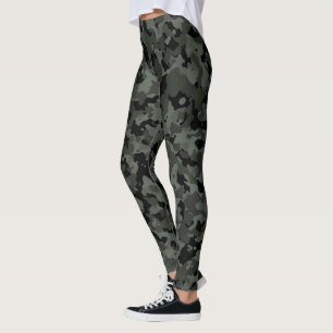 Camouflage Large Camo Military Green Black Leggings
