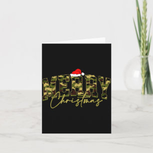 Camouflage Merry Christmas Santa Hat Xmas Pajamas Card