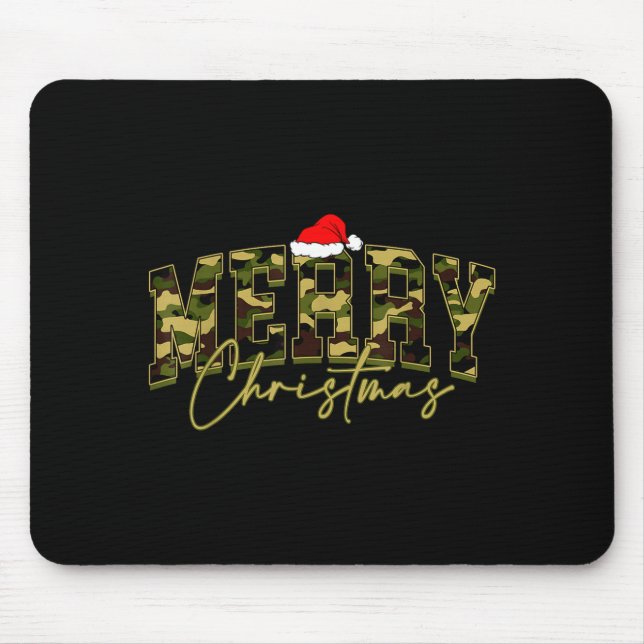 Camouflage Merry Christmas Santa Hat Xmas Pajamas  Mouse Mat (Front)