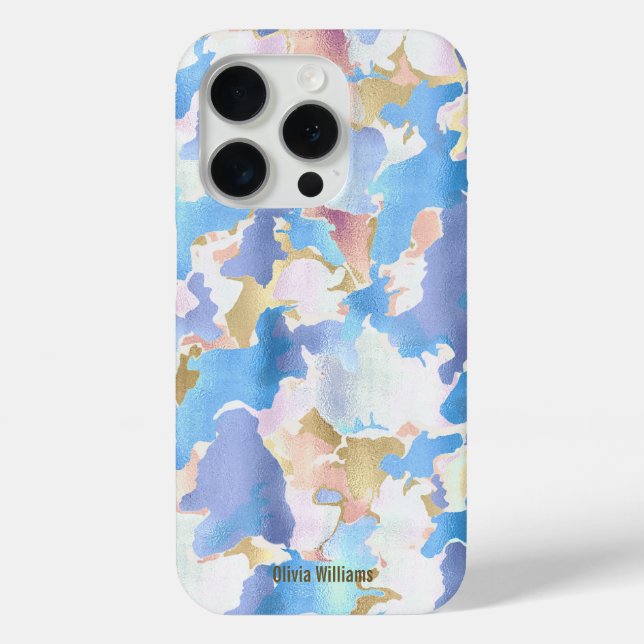 Camouflage Metallic Pink  Blue Gold Abstract Case-Mate iPhone Case (Back)