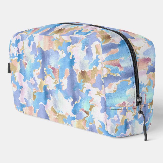 Camouflage Metallic Pink Blue Gold Abstract Dopp Kit (Right Corner)