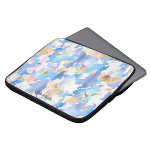 Camouflage Metallic Pink  Blue Gold Abstract Laptop Sleeve