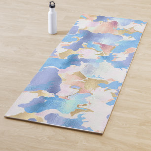 Camouflage Metallic Pink Blue Gold Abstract Yoga Mat