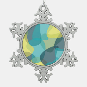 Camouflage, modern, cool, trendy, urban geometric snowflake pewter christmas ornament