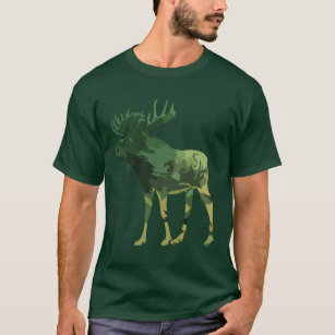 Camouflage Moose Animal Nature art T-Shirt