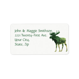 Camouflage Moose Animal Wildlife Nature art Label