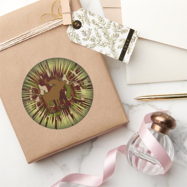 Camouflage Moose Break-out Camo Classic Round Sticker (Gifting)