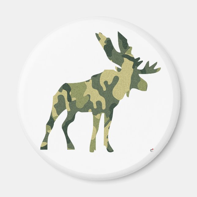 Camouflage Moose Silhouette Magnet (Front)