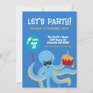 Camouflage Octopus Ocean Boys Birthday  Invitation