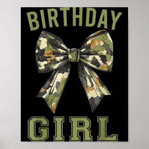 Camouflage Old Camo Bow Camo Coquette Bow Birthday Poster