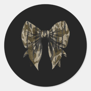 Camouflage Old Camo Bow Camo Coquette Bow Hunting Classic Round Sticker