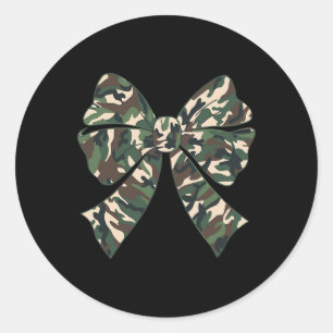 Camouflage Old Camo Bow Camo Coquette Bow Hunting Classic Round Sticker