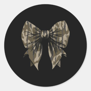 Camouflage Old Camo Bow Camo Coquette Bow Hunting  Classic Round Sticker