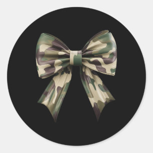 Camouflage Old Camo Bow Camo Coquette Bow Hunting Classic Round Sticker