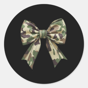 Camouflage Old Camo Bow Camo Coquette Bow Hunting Classic Round Sticker