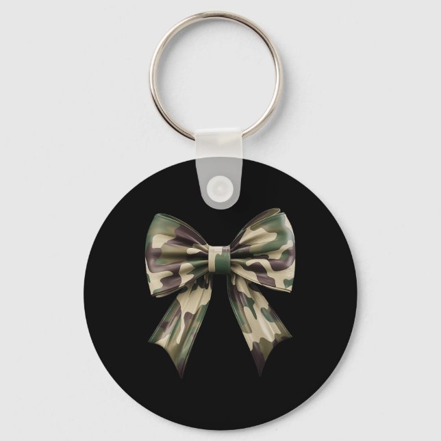 Camouflage Old Camo Bow Camo Coquette Bow Hunting  Key Ring (Front)