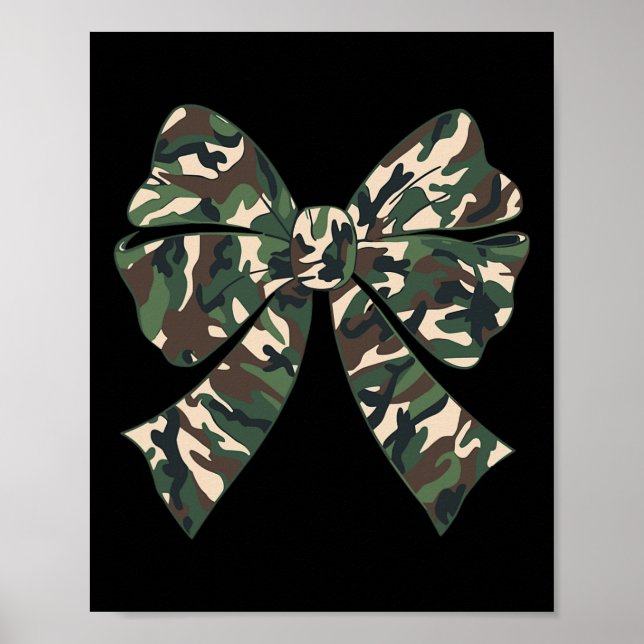 Camouflage Old Camo Bow Camo Coquette Bow Hunting  Poster (Front)