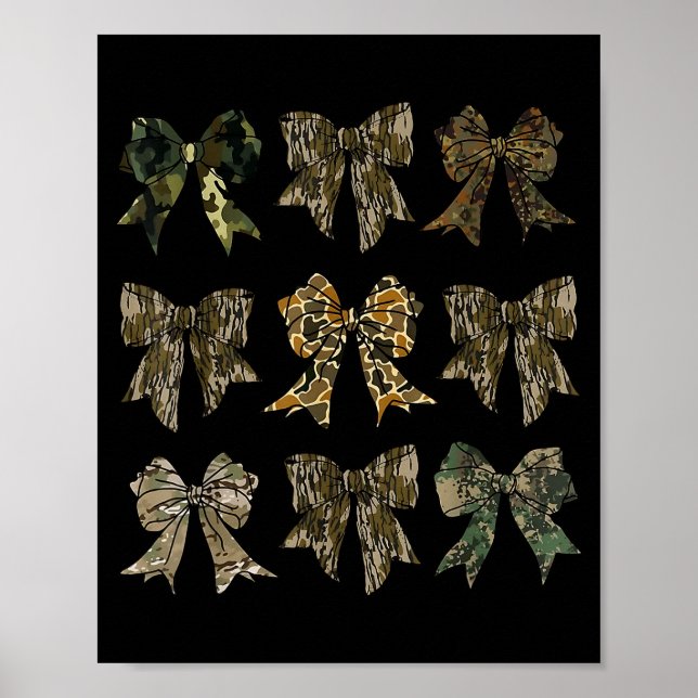 Camouflage Old Camo Bow Camo Coquette Bow Hunting  Poster (Front)