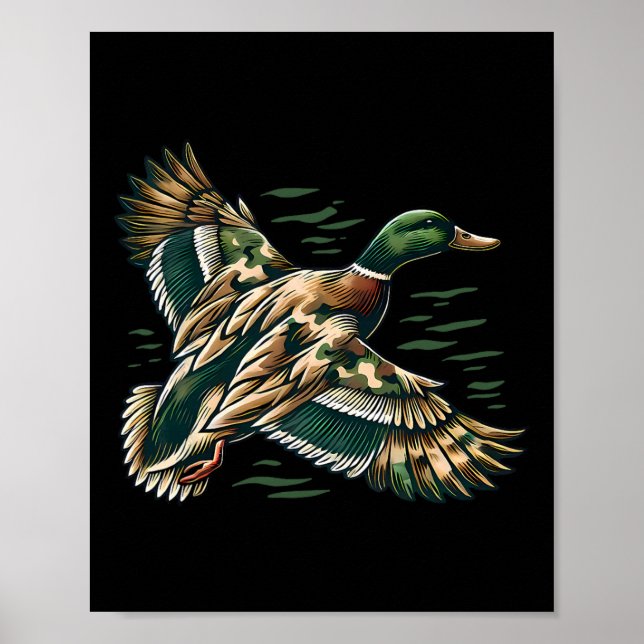 Camouflage Old School Camo Coquette Bow Duck Hunti Poster (Front)
