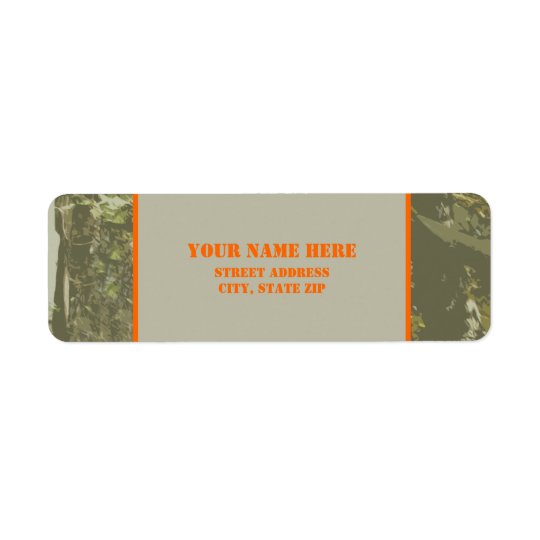 Camouflage & Orange Address Label Sticker