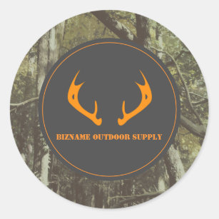 Camouflage Orange Deer Antlers Outdoor Business Classic Round Sticker