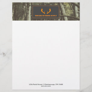 Camouflage Orange Deer Antlers Outdoor Business Custom Letterhead