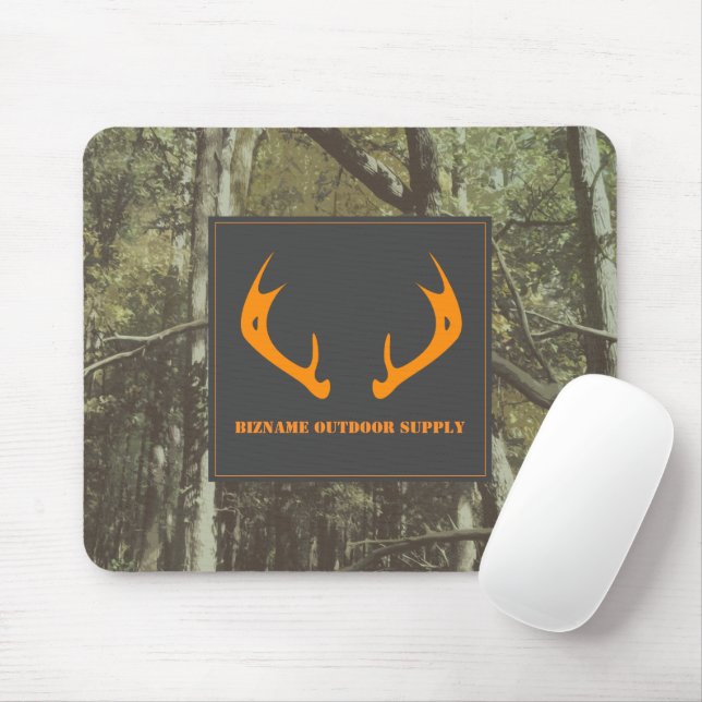 Camouflage Orange Deer Antlers Outdoor Business Mouse Mat (With Mouse)