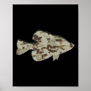 Camouflage Pan Fish Silhouette Digital Camo Crappi Poster