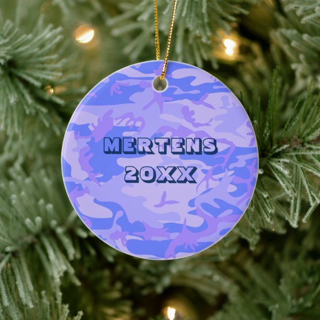 Camouflage Pastel Blue Abstract Pattern Ceramic Tree Decoration (Tree)